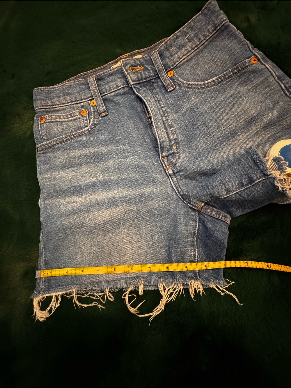 Madewell High-Rise Denim Shorts Size 24 Medium Blue Wash Raw Hem Frayed Cutoff - Picture 8 of 11